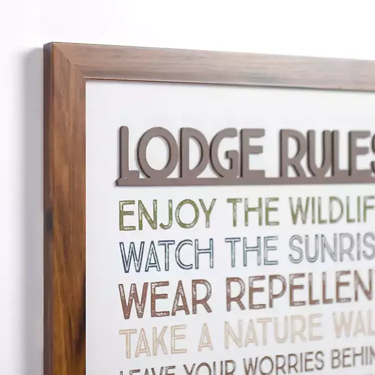 Kirklands Home Lodge Rules Framed Wall Plaque
