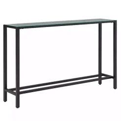 Kirklands Home Long Metal Mirrored Top Console Table Black Outlet