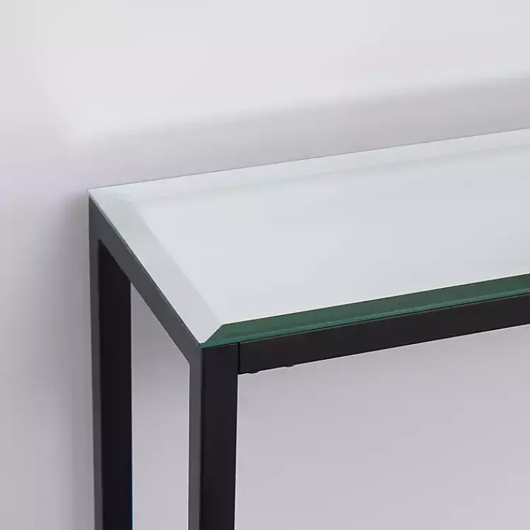 Kirklands Home Long Metal Mirrored Top Console Table Black Outlet