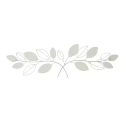 Kirklands Home Long White Metal and Reed Leaf Wall Plaque New