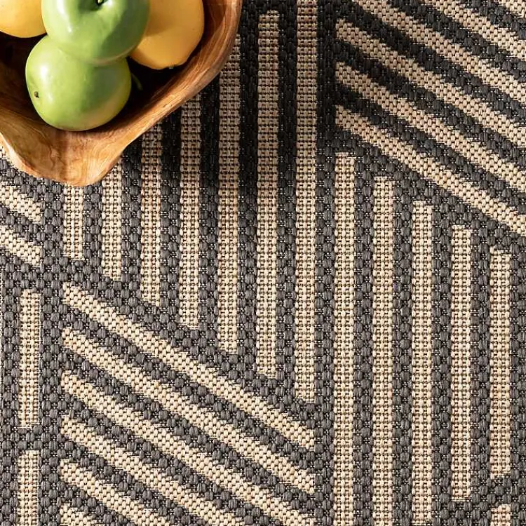 Kirklands Home Lori Dark Gray Modern Geometric Outdoor Rug, 5x8 Outlet