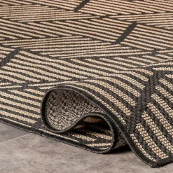 Kirklands Home Lori Dark Gray Modern Geometric Outdoor Rug, 5x8 Outlet