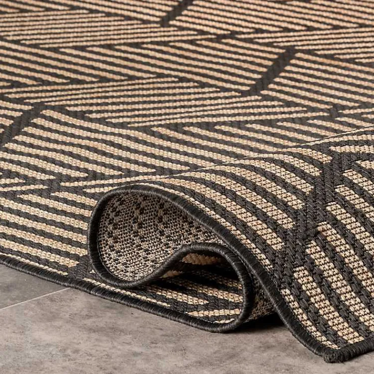 Kirklands Home Lori Dark Gray Modern Geometric Outdoor Rug, 5x8 Outlet