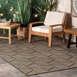 Kirklands Home Lori Dark Gray Modern Geometric Outdoor Rug, 8x10