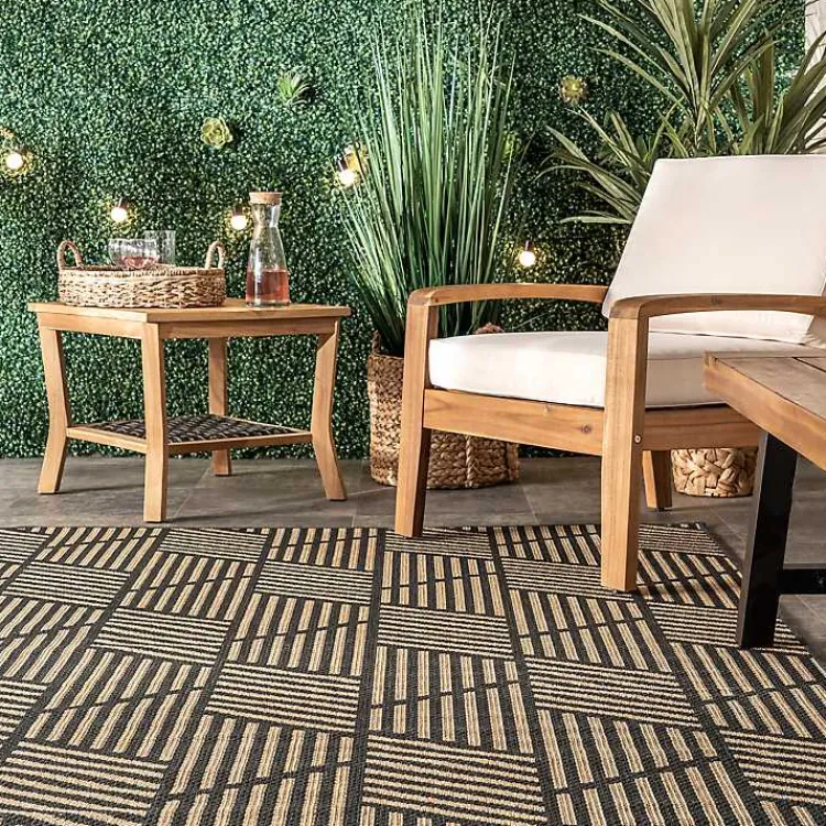 Kirklands Home Lori Dark Gray Modern Geometric Outdoor Rug, 8x10