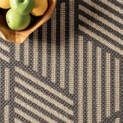 Kirklands Home Lori Dark Gray Modern Geometric Outdoor Rug, 8x10