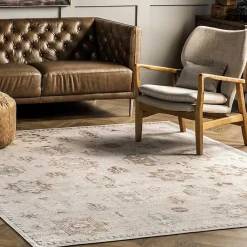 Kirklands Home Lottie Cream Vintage Washable Area Rug, 8x10 Ivory Outlet