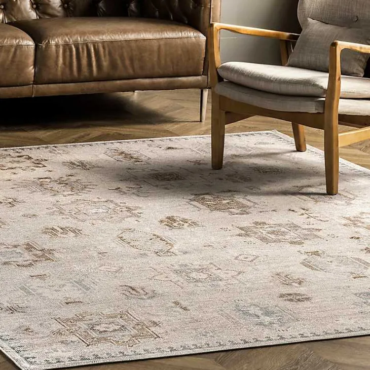 Kirklands Home Lottie Cream Vintage Washable Area Rug, 8x10 Ivory Outlet