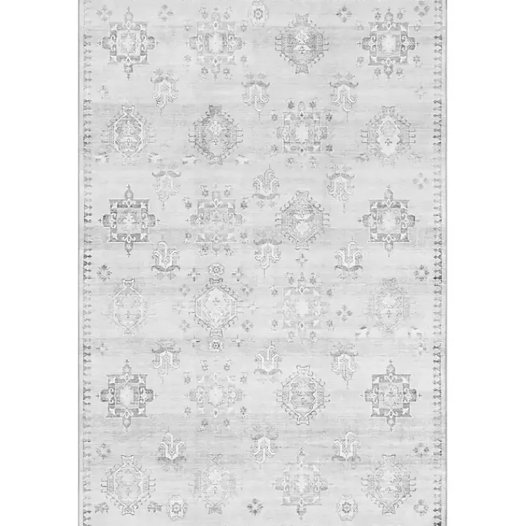 Kirklands Home Lottie Vintage Washable Area Rug, 8x10 Gray Clearance