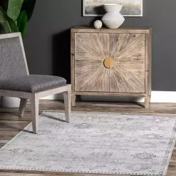 Kirklands Home Lottie Vintage Washable Area Rug, 8x10 Gray Clearance