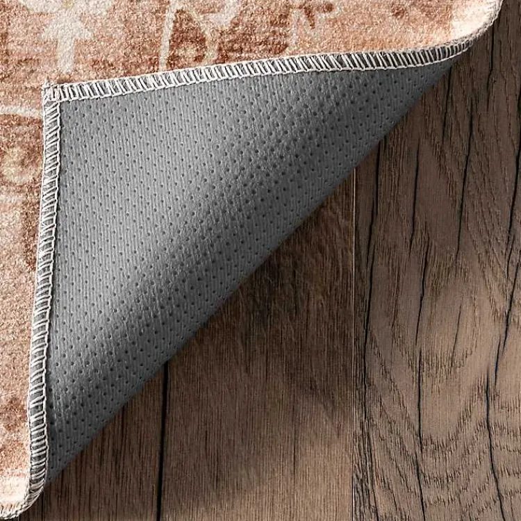 Kirklands Home Lottie Peach Vintage Washable Area Rug, 5x8 Orange Clearance