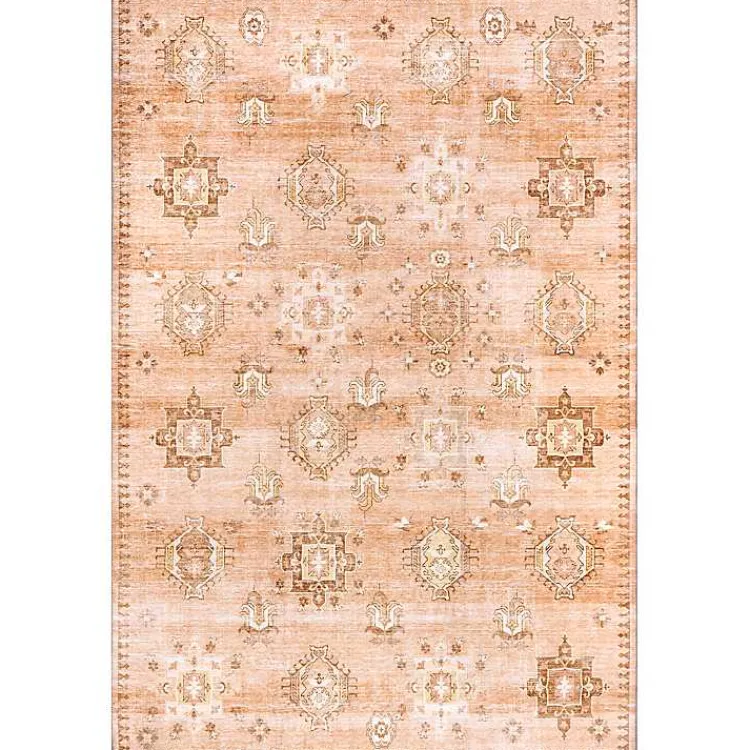 Kirklands Home Lottie Peach Vintage Washable Area Rug, 8x10 Orange Best