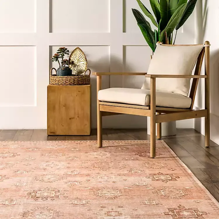 Kirklands Home Lottie Peach Vintage Washable Area Rug, 8x10 Orange Best