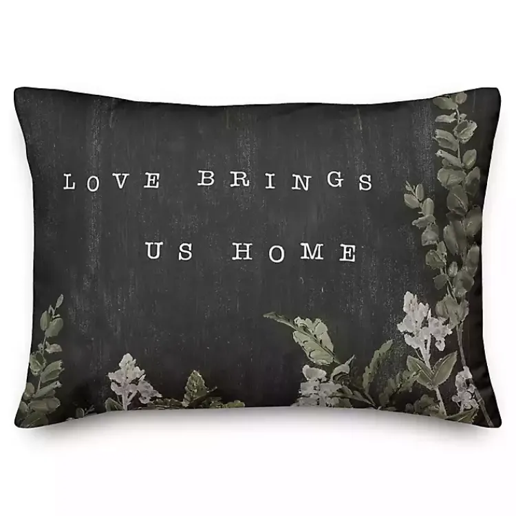 Pillows>Kirklands Home Love Brings Us Home Indoor/Outdoor Lumbar Pillow Black