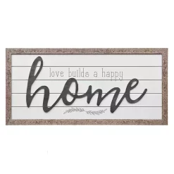 Kirklands Home Love Builds a Happy Home Printed Wall Art Gray Outlet