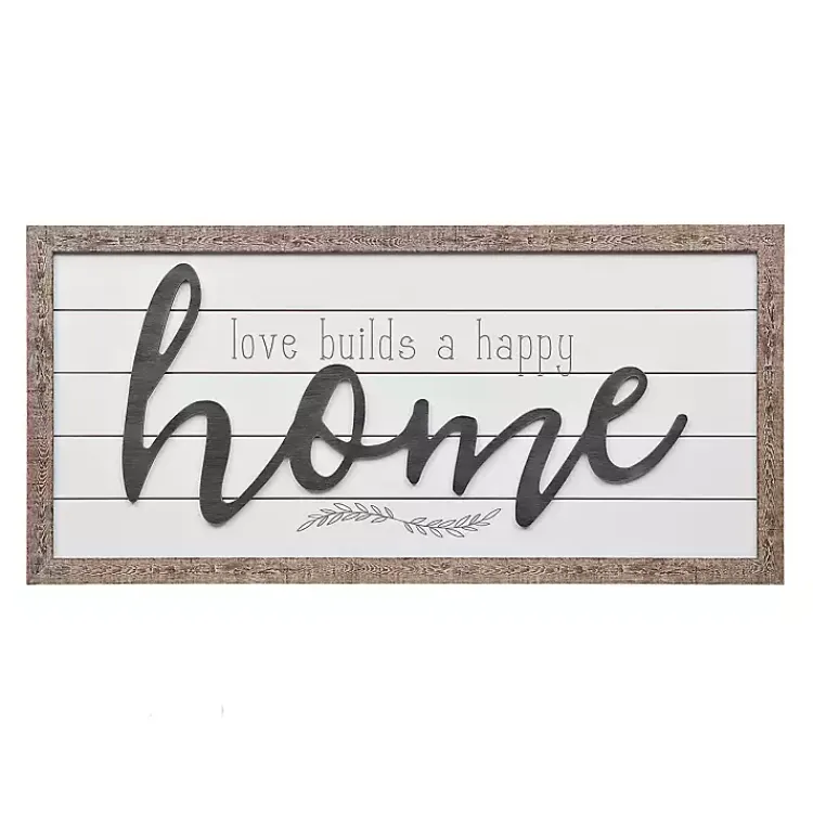 Kirklands Home Love Builds a Happy Home Printed Wall Art Gray Outlet