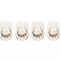 Christmas Dining & Entertaining>Kirklands Home Love, Joy, Peace, Merry Wine Glasses, Set of 4