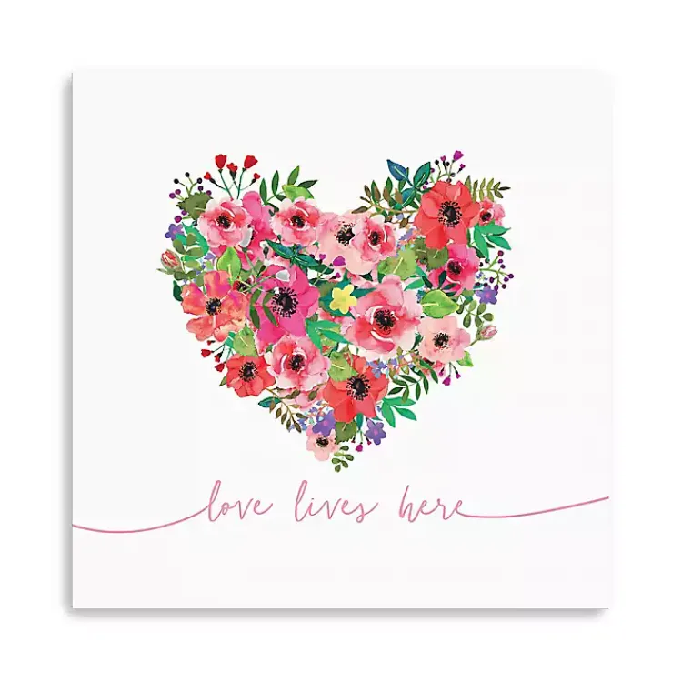 Valentines Day Decorations>Kirklands Home Love Lives Here Heart Valentine's Canvas Art Print