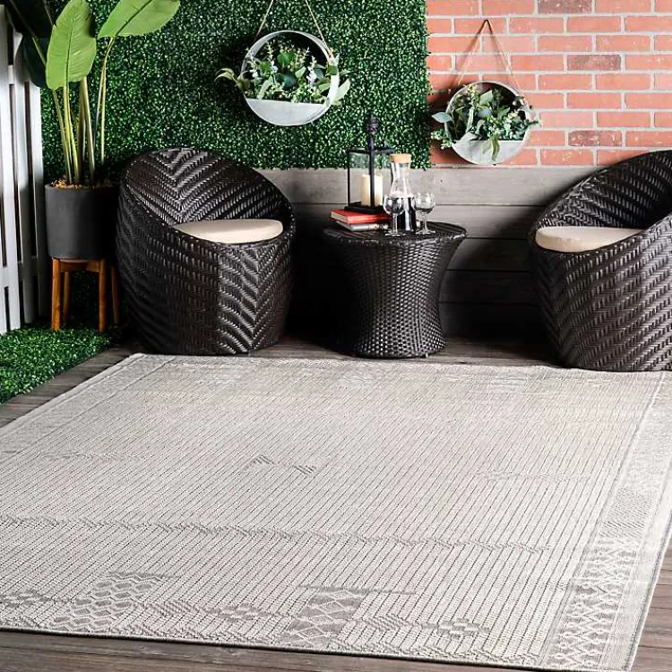 Kirklands Home Lowden Gray Tribal Outdoor Rug, 5x8 Best