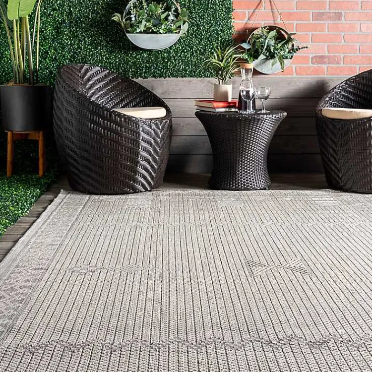 Kirklands Home Lowden Gray Tribal Outdoor Rug, 5x8 Best