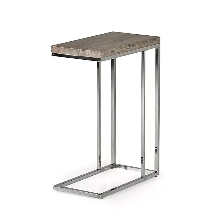Kirklands Home Lucia Chrome Chairside Table Gray Outlet