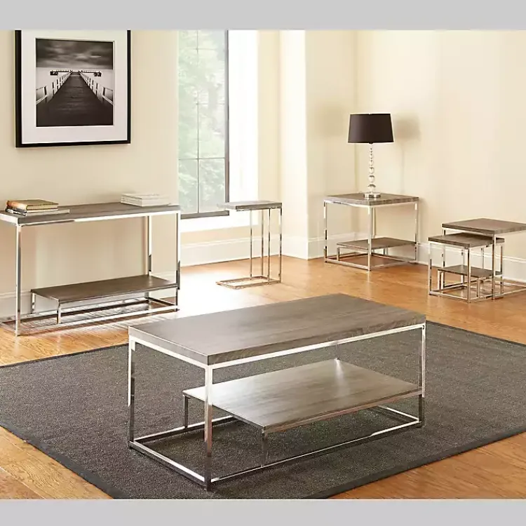 Kirklands Home Lucia Chrome Chairside Table Gray Outlet