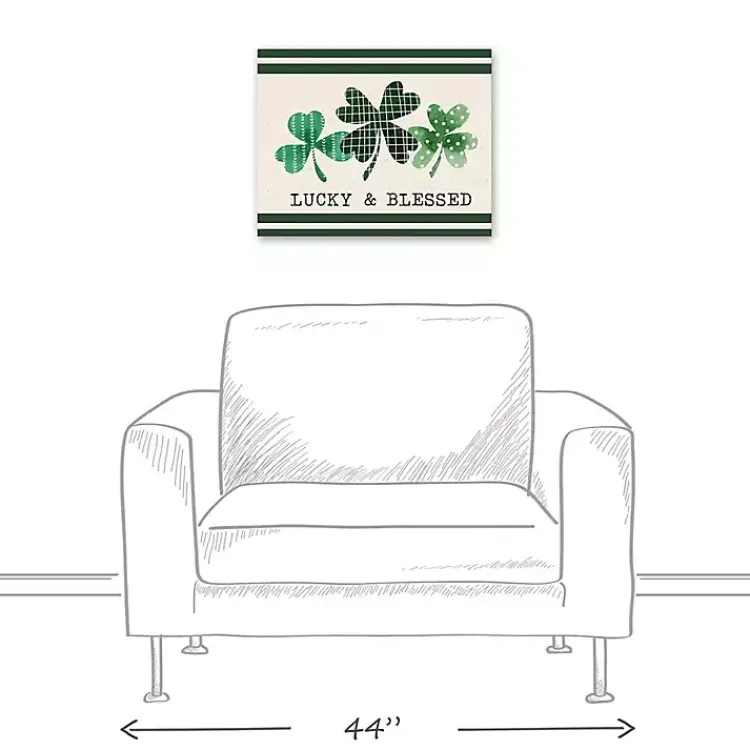 St Patricks Day Decorations>Kirklands Home Lucky & Blessed Clover Trio Canvas Art Print