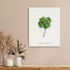 St Patricks Day Decorations>Kirklands Home Lucky Four Leaf Clover Canvas Art Print