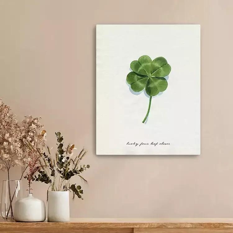 St Patricks Day Decorations>Kirklands Home Lucky Four Leaf Clover Canvas Art Print