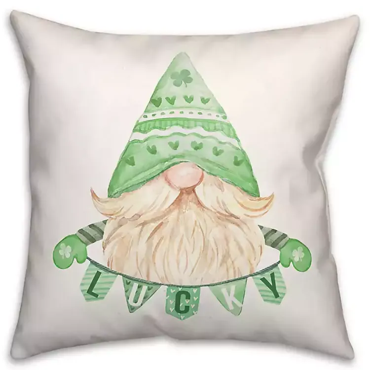St Patricks Day Decorations>Kirklands Home Lucky Gnome Pillow
