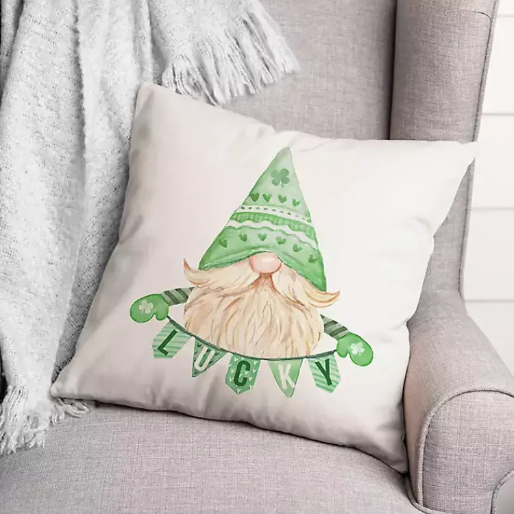 St Patricks Day Decorations>Kirklands Home Lucky Gnome Pillow