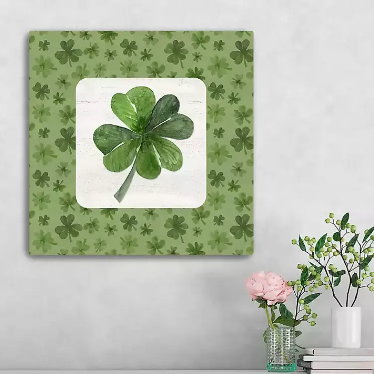 St Patricks Day Decorations>Kirklands Home Lucky Shamrock Canvas Art Print