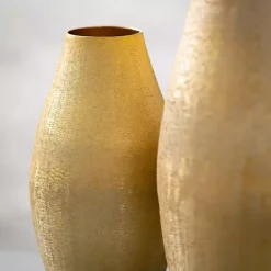 Vases>Kirklands Home Lustrous Brushed Metal Vases, Set of 2 Gold