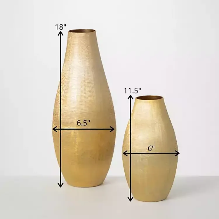 Vases>Kirklands Home Lustrous Brushed Metal Vases, Set of 2 Gold