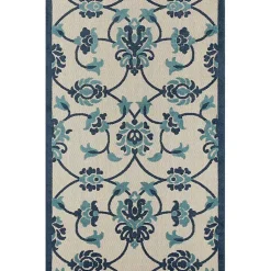 Kirklands Home Lyla Blue Floral Damask Indoor/Outdoor Rug, 5x8 Discount