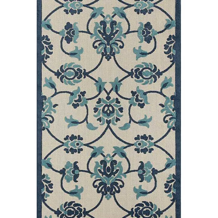 Kirklands Home Lyla Blue Floral Damask Indoor/Outdoor Rug, 5x8 Discount