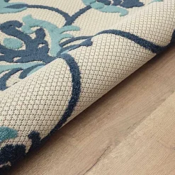 Kirklands Home Lyla Blue Floral Damask Indoor/Outdoor Rug, 5x8 Discount