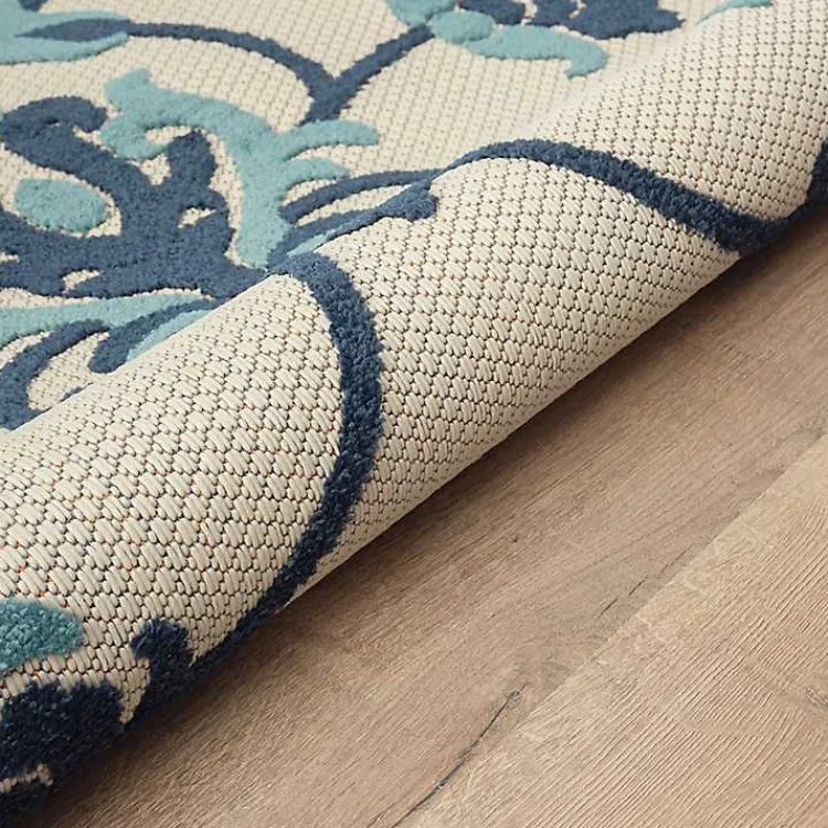 Kirklands Home Lyla Blue Floral Damask Indoor/Outdoor Rug, 5x8 Discount