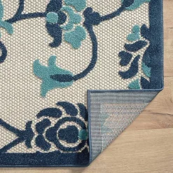 Kirklands Home Lyla Blue Floral Damask Indoor/Outdoor Rug, 5x8 Discount