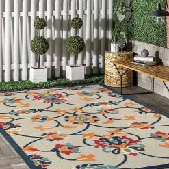 Kirklands Home Lyla Multi Floral Damask Indoor/Outdoor Rug, 5x8 New