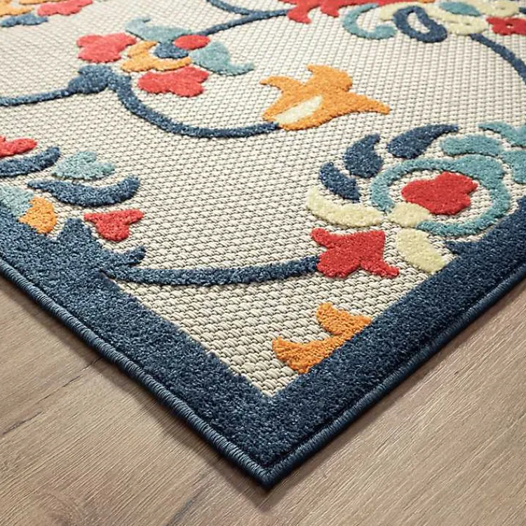 Kirklands Home Lyla Multi Floral Damask Indoor/Outdoor Rug, 5x8 New