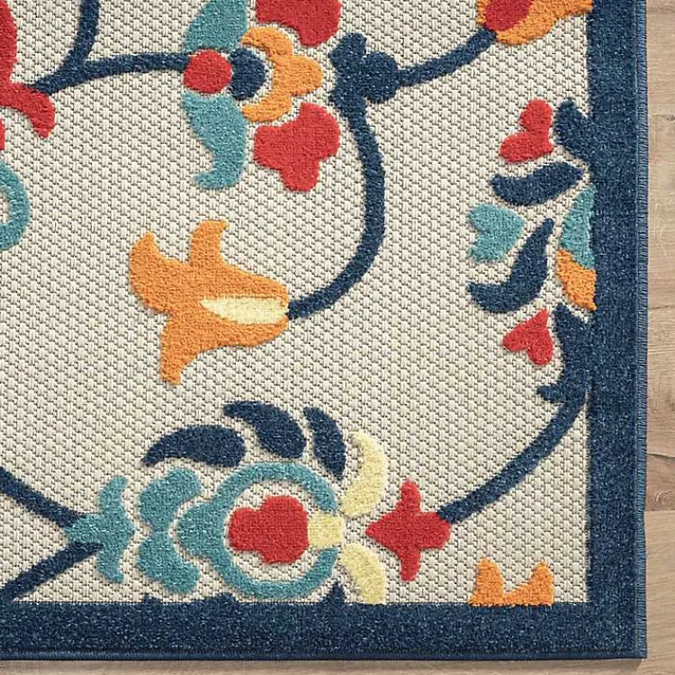 Kirklands Home Lyla Multi Floral Damask Indoor/Outdoor Rug, 5x8 New