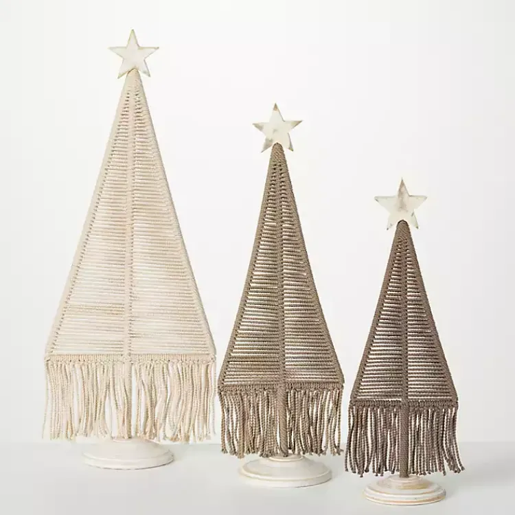 Christmas Decorations>Kirklands Home Macrame Woven 3-pc. Tree Figurine Set