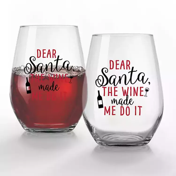 Christmas Dining & Entertaining>Kirklands Home Made Me Do It Christmas Wine Glasses, Set of 2