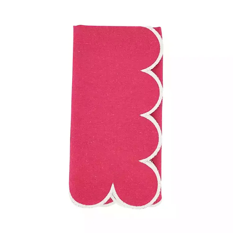 Kirklands Home Magenta Scalloped Edge Napkins, Set of 4 Pink Outlet
