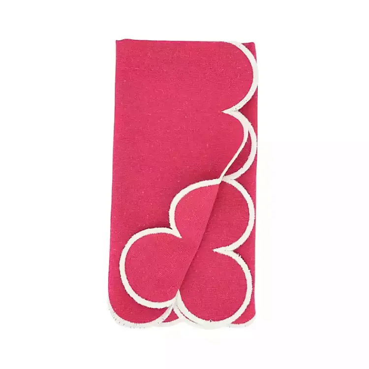 Kirklands Home Magenta Scalloped Edge Napkins, Set of 4 Pink Outlet