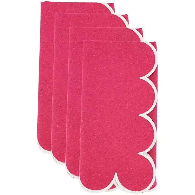 Kirklands Home Magenta Scalloped Edge Napkins, Set of 4 Pink Outlet