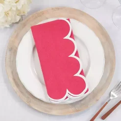 Kirklands Home Magenta Scalloped Edge Napkins, Set of 4 Pink Outlet