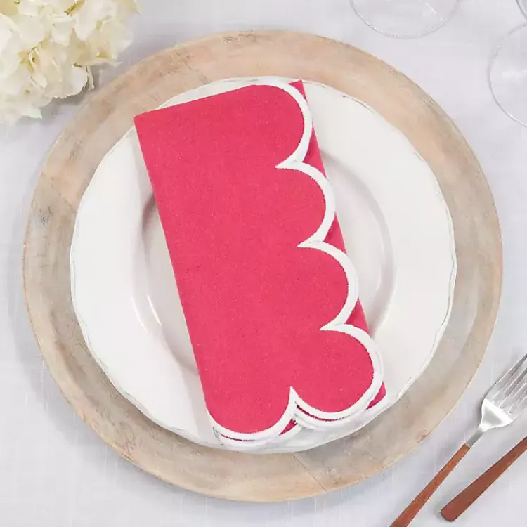 Kirklands Home Magenta Scalloped Edge Napkins, Set of 4 Pink Outlet