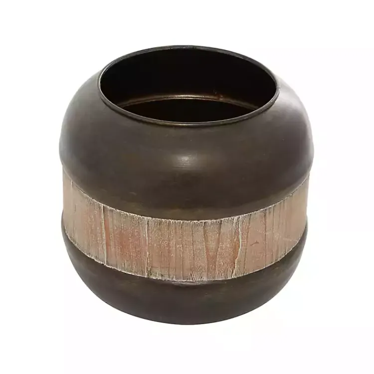 Decorative Bowls & Jars>Kirklands Home Mahogany Wood and Metal Jar with Lid, 11 in.